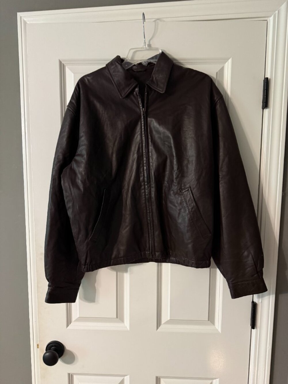 **Brown Leather Burberry Jacket**